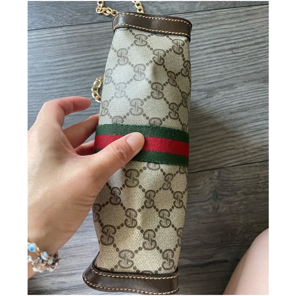 Authentic GUCCI GG Web Sherry Crossbody Bag Purse - Picture 6 of 9
